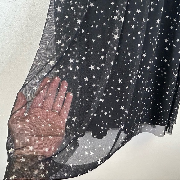 Originality Womens M Starry Night Black Midaxi Sheer Skirt Celestial Galaxy Star - Picture 5 of 9